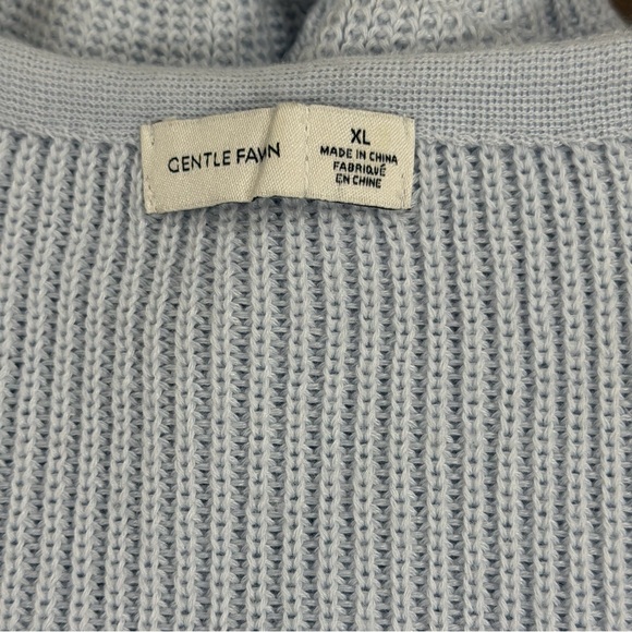 Gentle Fawn Light Blue Knit Sweater XL V Neck Balloon Sleeve Soft Cozy Pullover - Picture 4 of 7